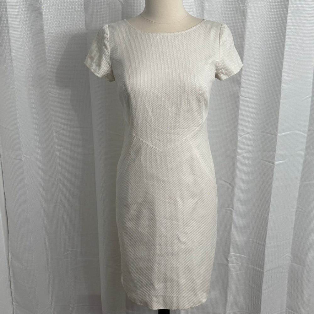 Bigio Collection Women's Bodycon Fully Lined Midi Sheath Dress, White, Size: 6